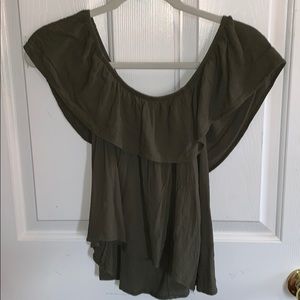 Dark Green Off-the-shoulder Top